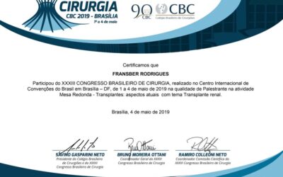 Palestra no XXXIII Congresso Brasileiro de Cirurgia
